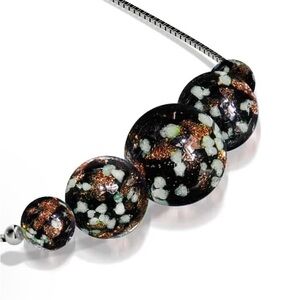 New Nogu Firefly Glass Obsidian 
.925 Sterling Silver Infinity Clasp Necklace